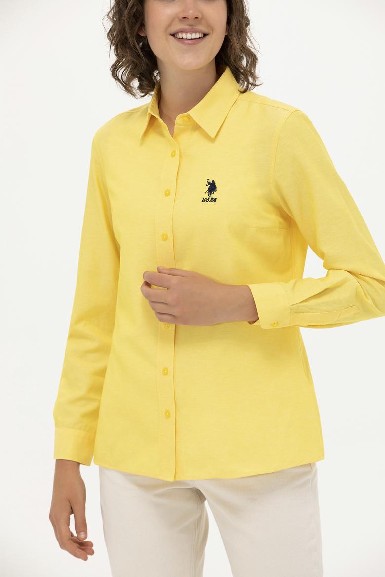 Kadın Sarı Uzun Kollu Basic Gömlek - 50262887132