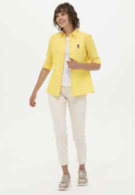 Kadın Sarı Uzun Kollu Basic Gömlek - 50262887132