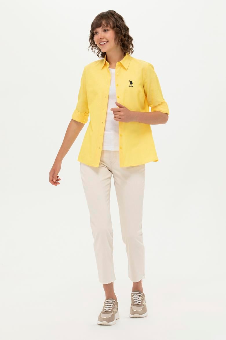 Kadın Sarı Uzun Kollu Basic Gömlek - 50262887132