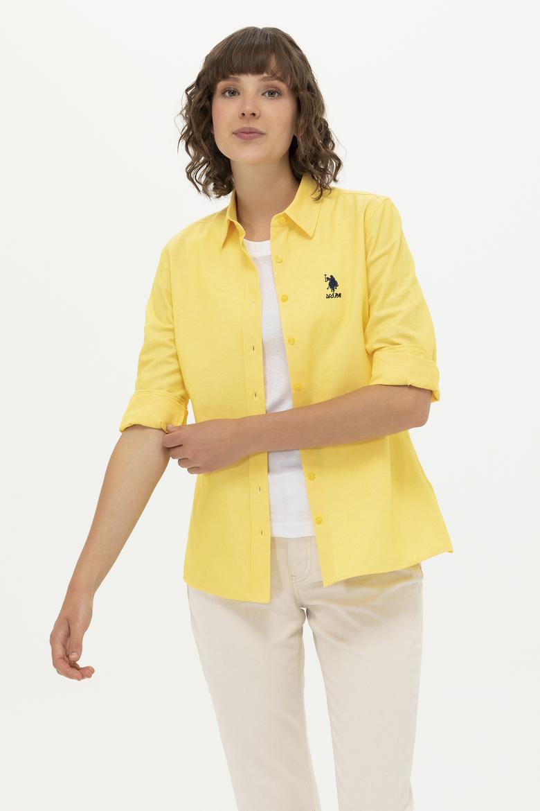 Kadın Sarı Uzun Kollu Basic Gömlek