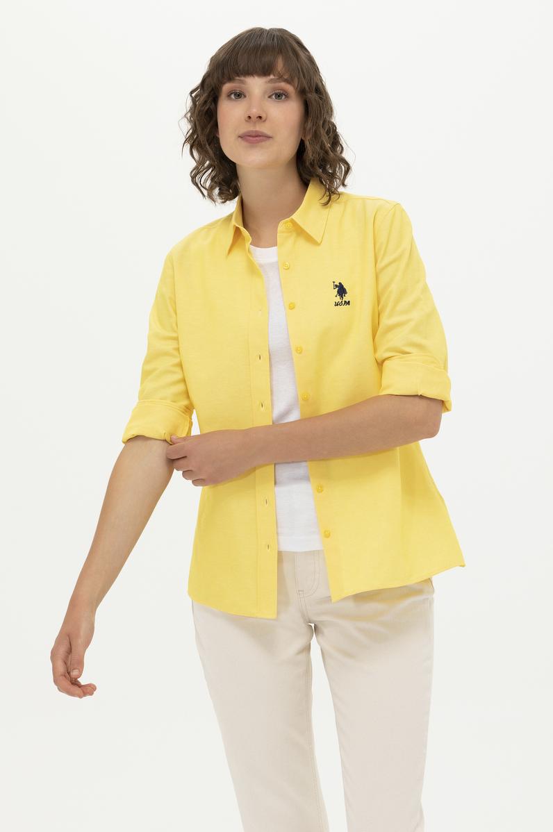 Kadın Sarı Uzun Kollu Basic Gömlek