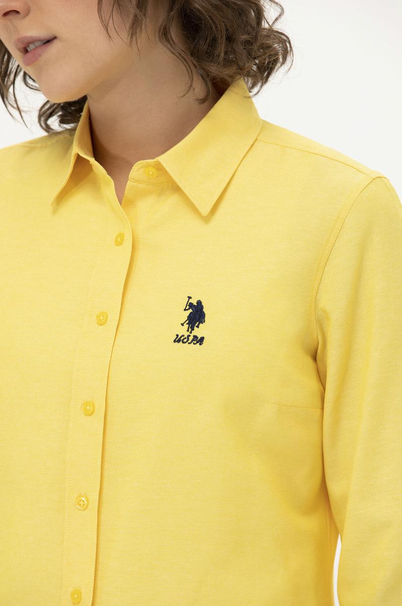 Kadın Sarı Uzun Kollu Basic Gömlek