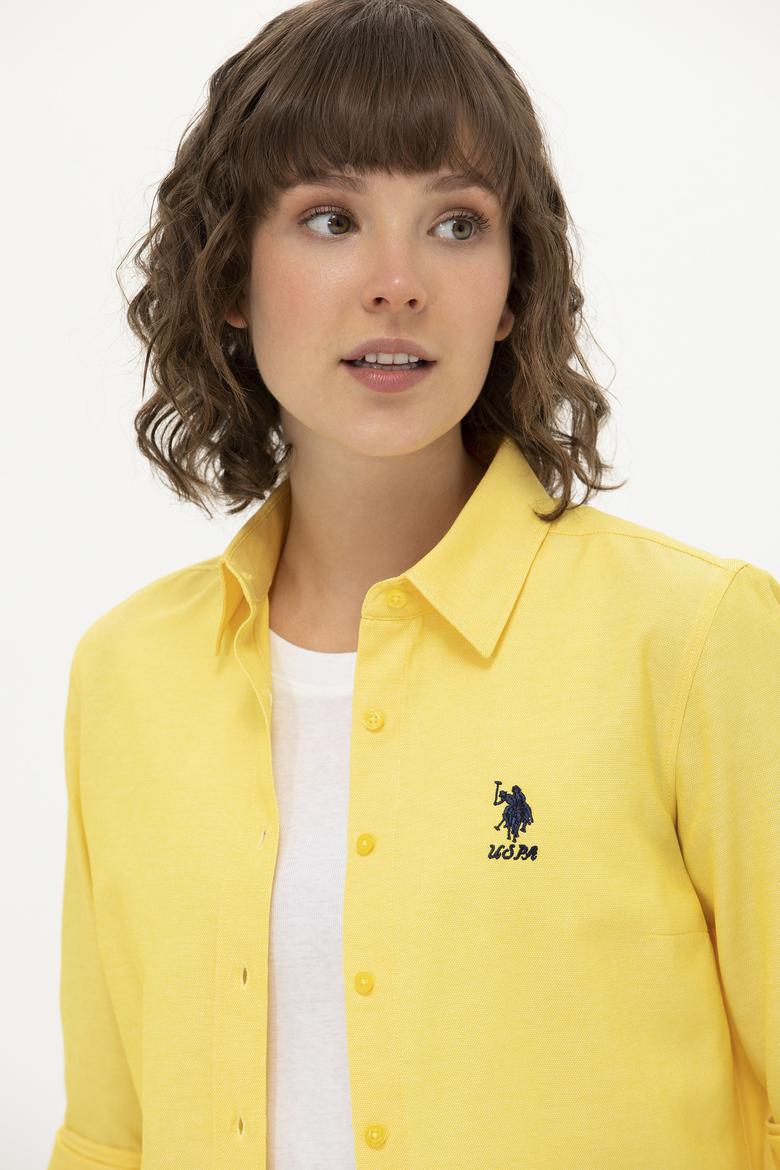 Kadın Sarı Uzun Kollu Basic Gömlek - 50262887132