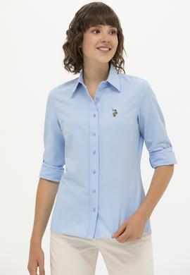 Kadın Mavi Uzun Kollu Basic Gömlek - 50262888018