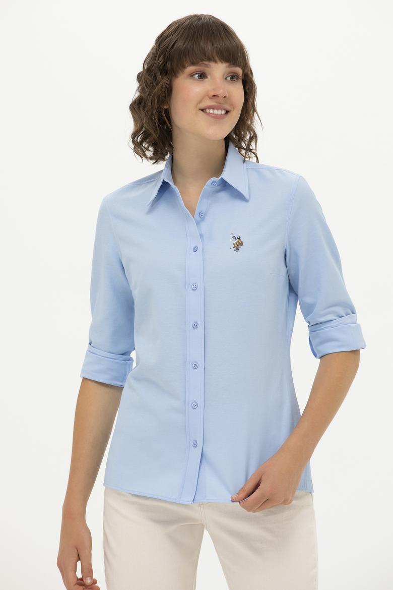 Kadın Mavi Uzun Kollu Basic Gömlek - 50262888018