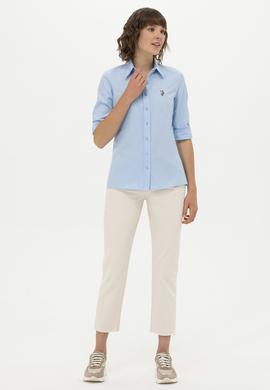 Kadın Mavi Uzun Kollu Basic Gömlek - 50262888018