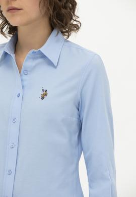 Kadın Mavi Uzun Kollu Basic Gömlek - 50262888018