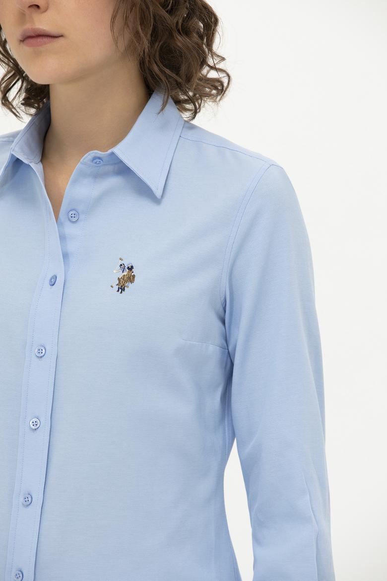 Kadın Mavi Uzun Kollu Basic Gömlek - 50262888018