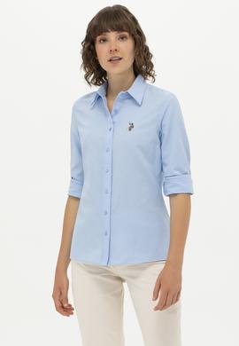 Kadın Mavi Uzun Kollu Basic Gömlek - 50262888018