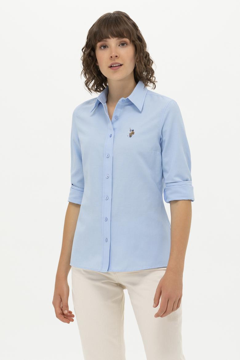 Kadın Mavi Uzun Kollu Basic Gömlek - 50262888018