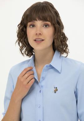 Kadın Mavi Uzun Kollu Basic Gömlek - 50262888018