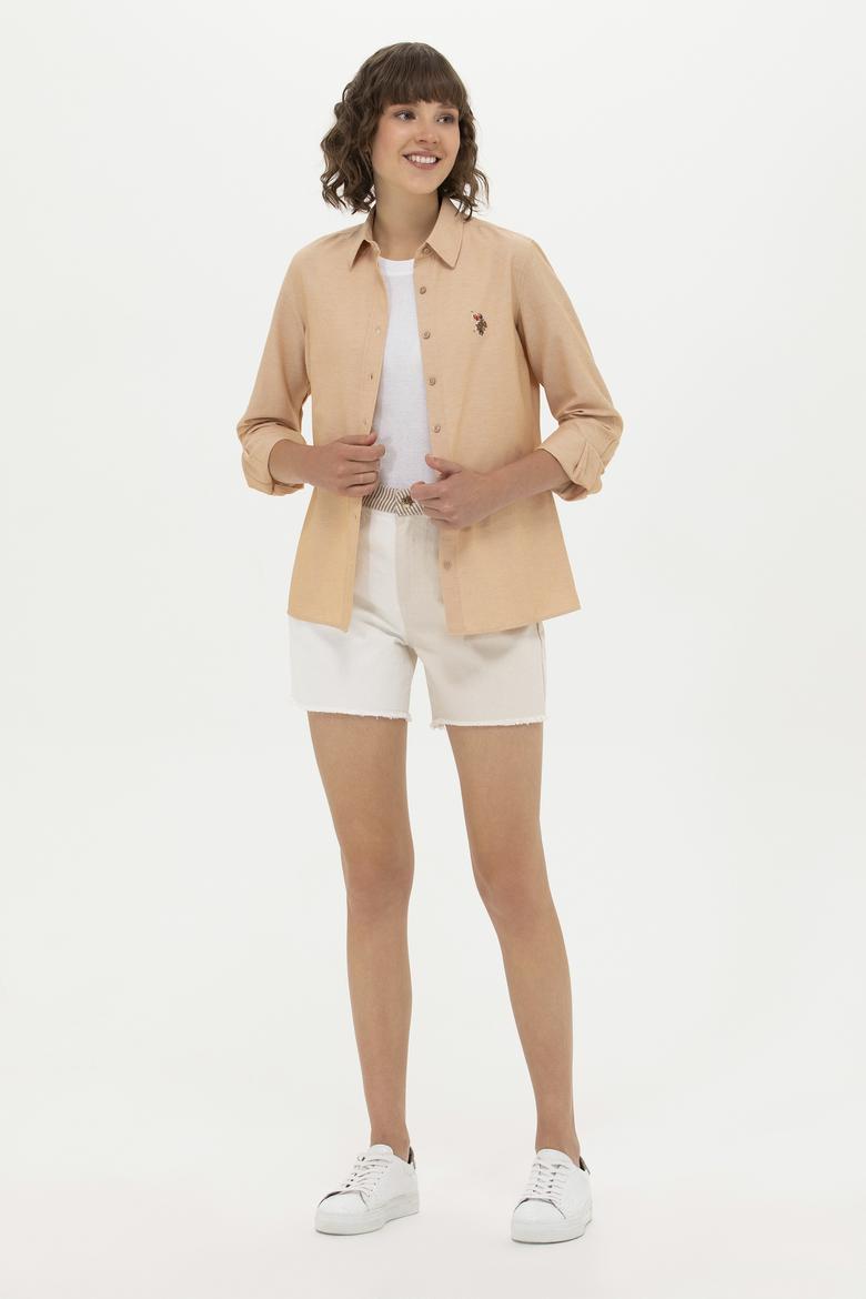 Kadın Camel Uzun Kollu Basic Gömlek - 50262888044