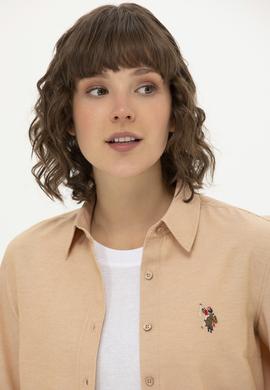 Kadın Camel Uzun Kollu Basic Gömlek - 50262888044