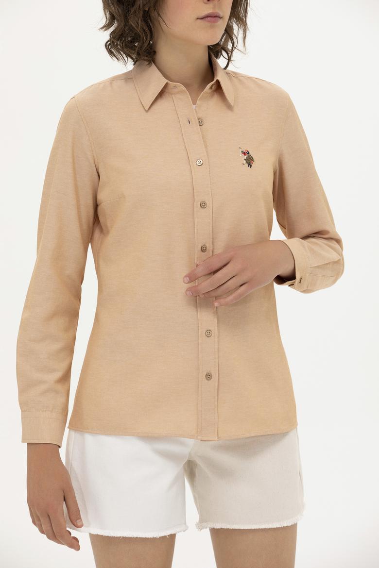 Kadın Camel Uzun Kollu Basic Gömlek - 50262888044