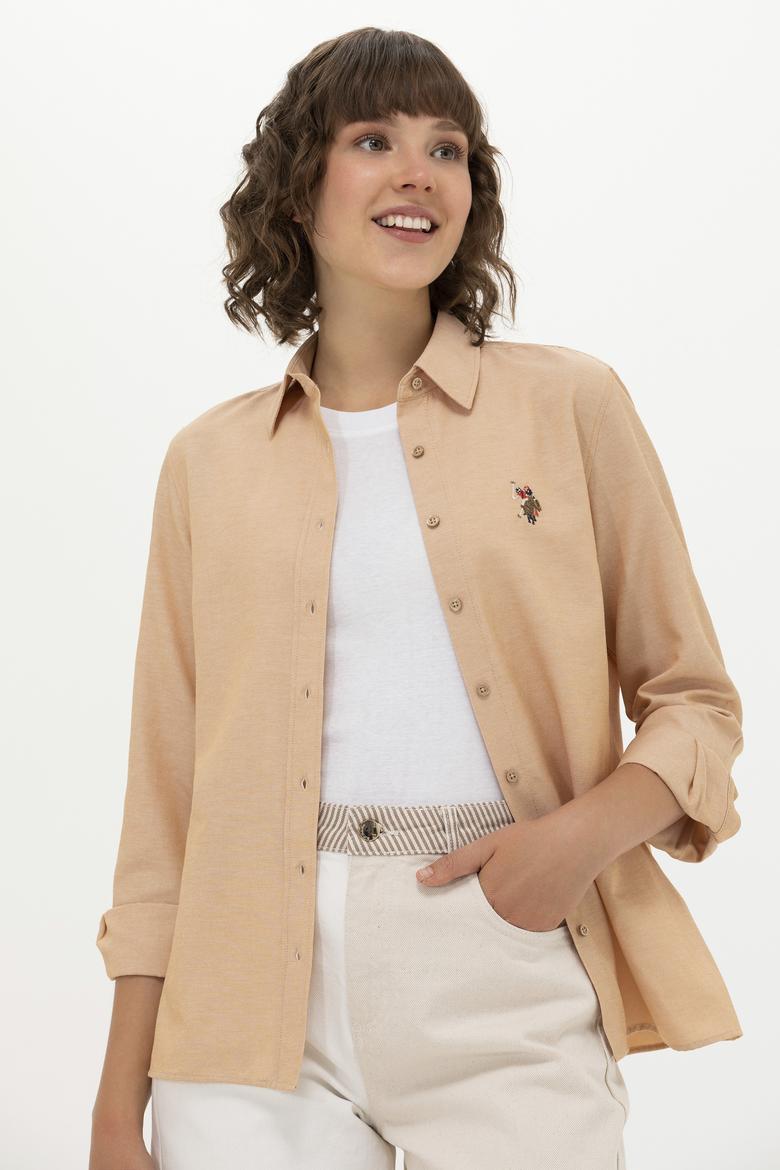 Kadın Camel Uzun Kollu Basic Gömlek - 50262888044