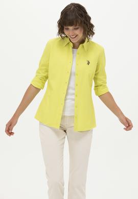 Kadın Neon Sarı Uzun Kollu Basic Gömlek - 50262888054