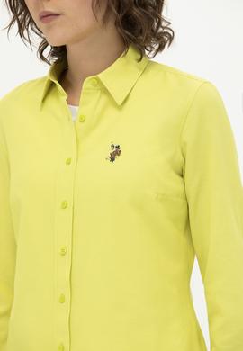 Kadın Neon Sarı Uzun Kollu Basic Gömlek - 50262888054