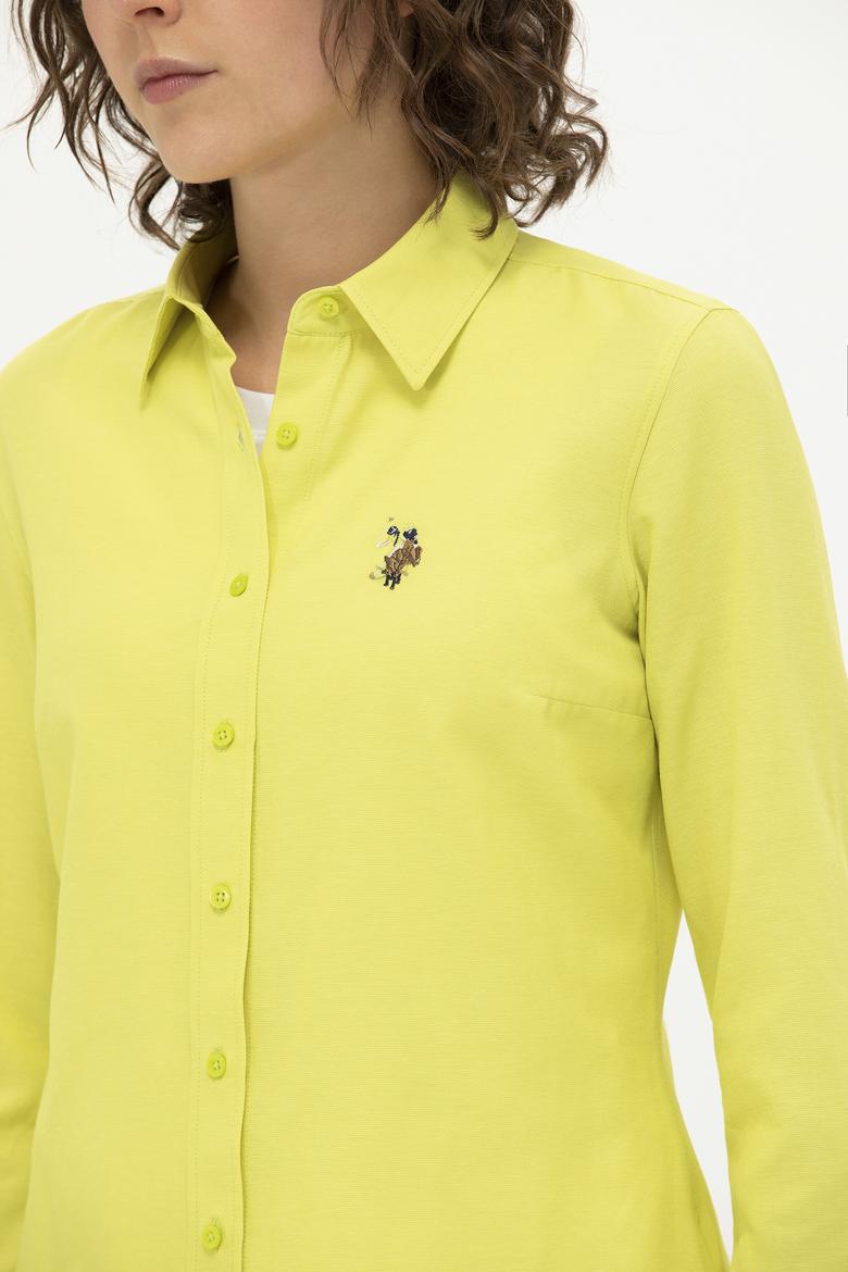 Kadın Neon Sarı Uzun Kollu Basic Gömlek - 50262888054