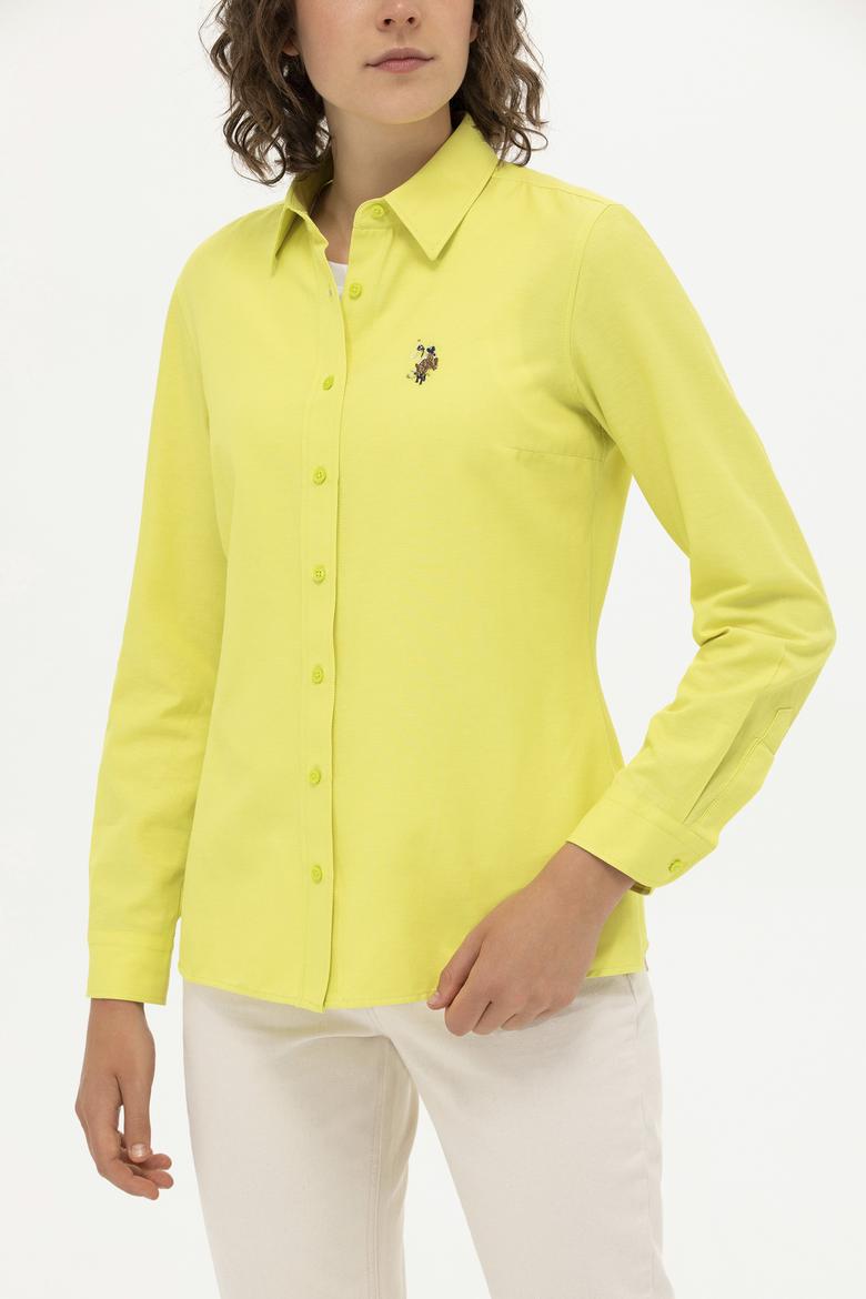 Kadın Neon Sarı Uzun Kollu Basic Gömlek - 50262888054