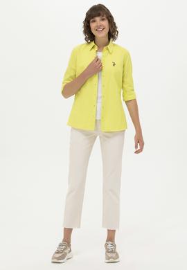 Kadın Neon Sarı Uzun Kollu Basic Gömlek - 50262888054
