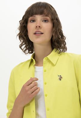 Kadın Neon Sarı Uzun Kollu Basic Gömlek - 50262888054