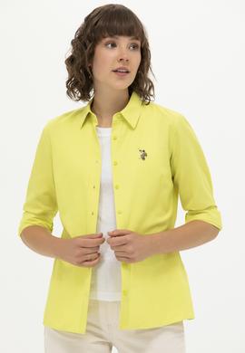 Kadın Neon Sarı Uzun Kollu Basic Gömlek - 50262888054