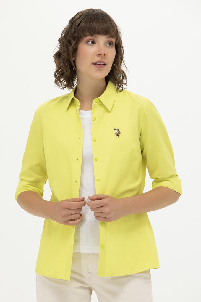Kadın Neon Sarı Uzun Kollu Basic Gömlek
