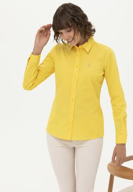 Kadın Sarı Uzun Kollu Basic Gömlek - 50262946053