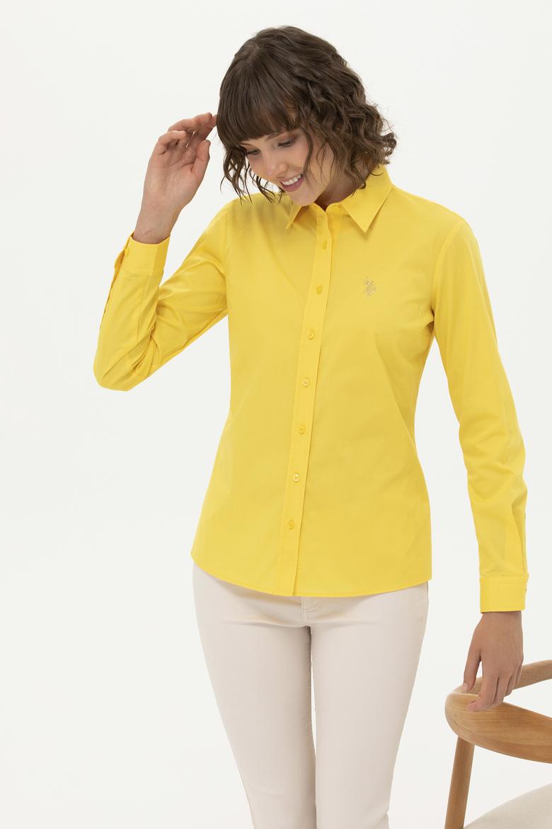 Kadın Sarı Uzun Kollu Basic Gömlek - 50262946053
