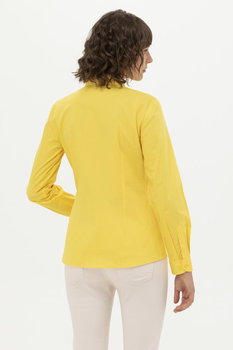 Kadın Sarı Uzun Kollu Basic Gömlek - 50262946053