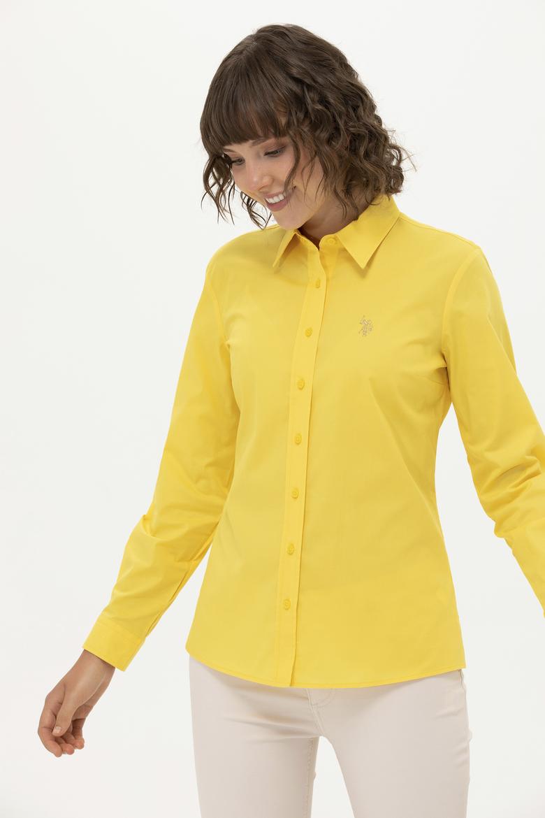 Kadın Sarı Uzun Kollu Basic Gömlek - 50262946053