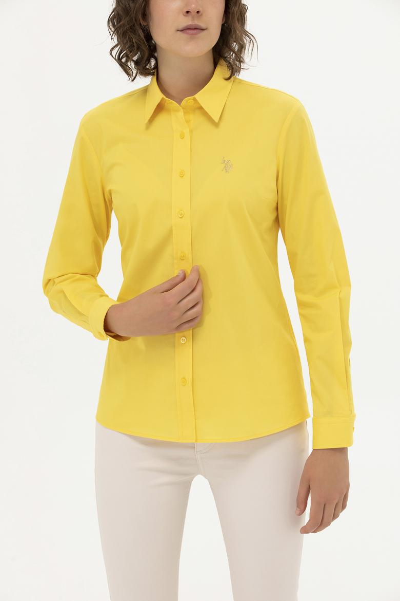 Kadın Sarı Uzun Kollu Basic Gömlek - 50262946053