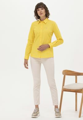 Kadın Sarı Uzun Kollu Basic Gömlek - 50262946053