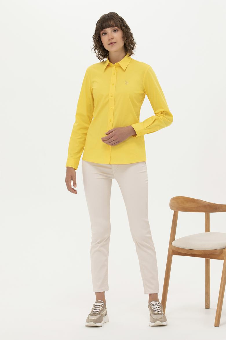 Kadın Sarı Uzun Kollu Basic Gömlek - 50262946053