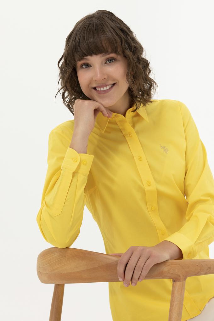 Kadın Sarı Uzun Kollu Basic Gömlek
