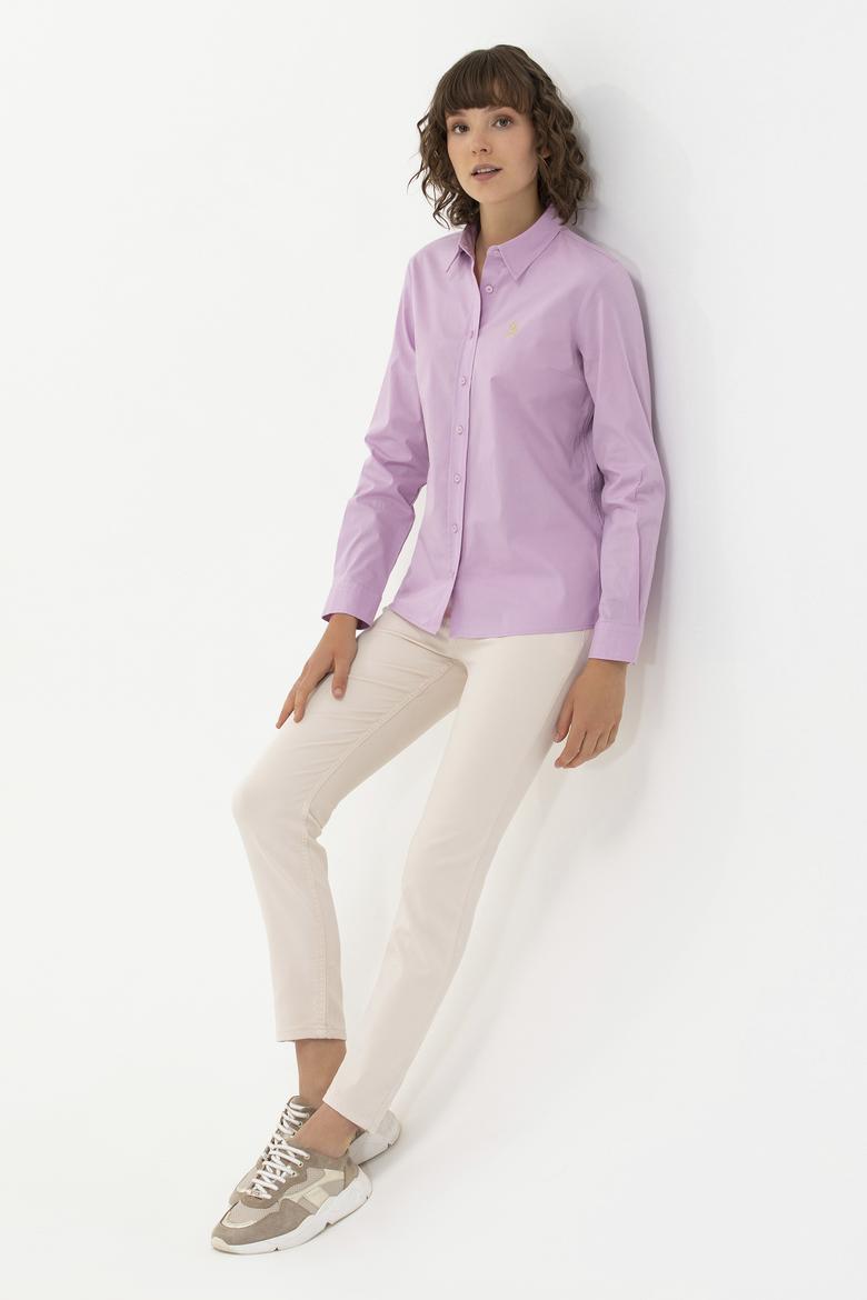 Kadın Manolya Uzun Kollu Basic Gömlek - 50262946061