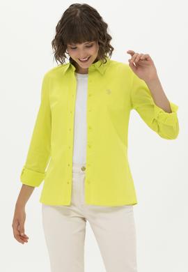 Kadın Neon Sarı Uzun Kollu Basic Gömlek - 50262946069