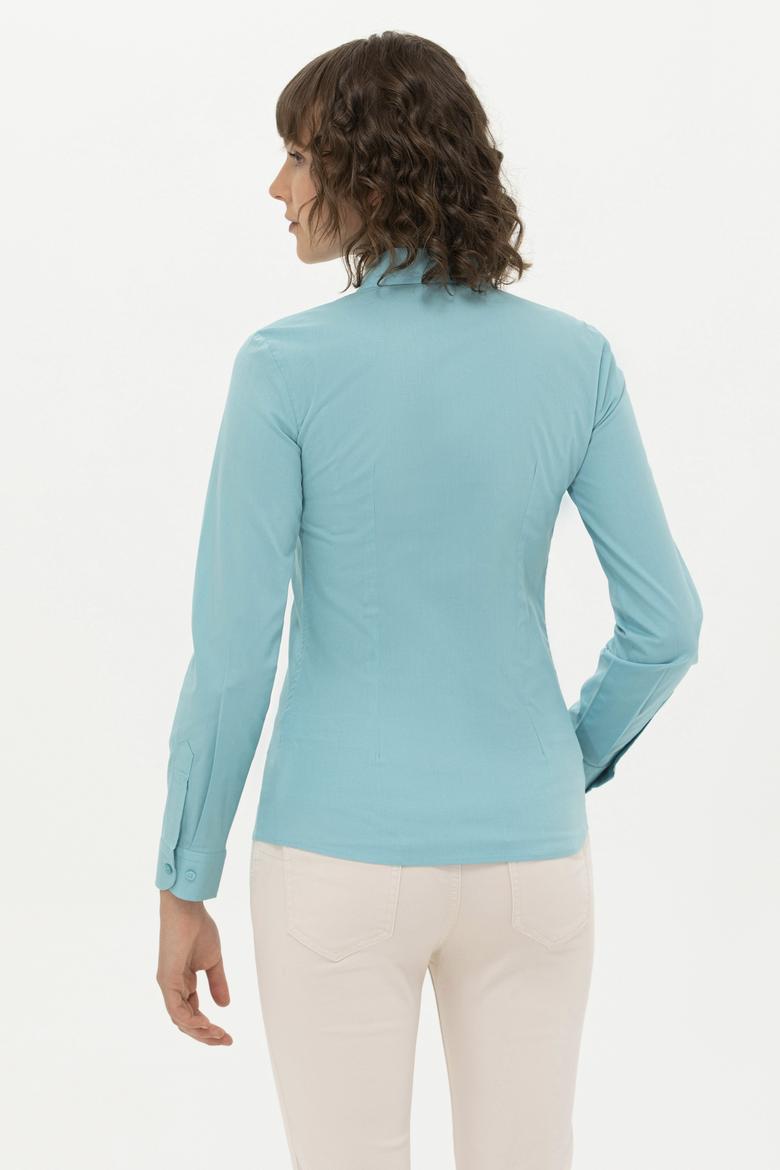 Kadın Mint Uzun Kollu Basic Gömlek - 50262946082