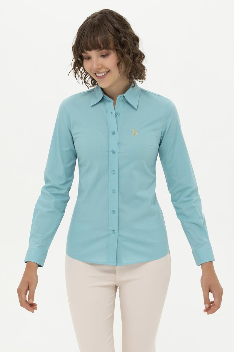 Kadın Mint Uzun Kollu Basic Gömlek