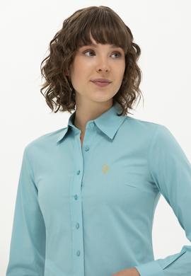 Kadın Mint Uzun Kollu Basic Gömlek - 50262946082