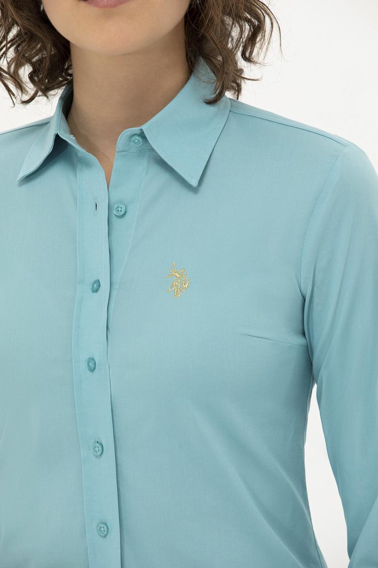 Kadın Mint Uzun Kollu Basic Gömlek - 50262946082