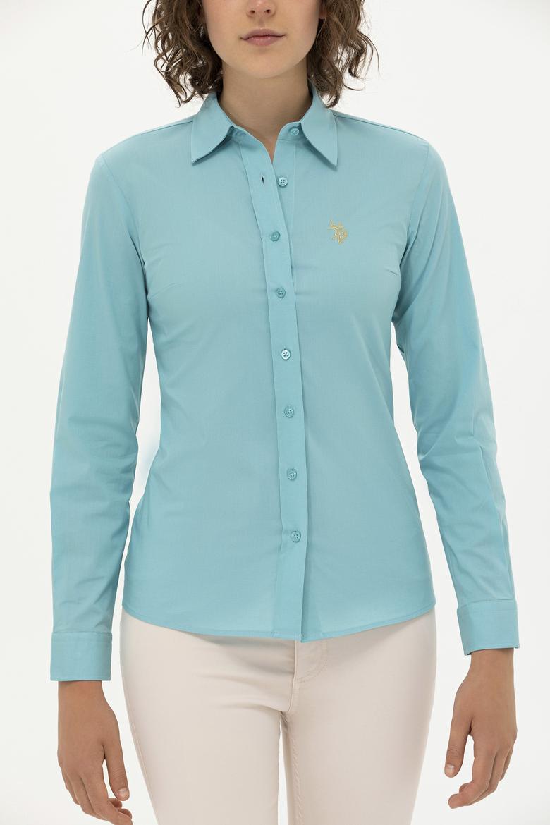 Kadın Mint Uzun Kollu Basic Gömlek - 50262946082