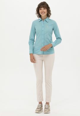 Kadın Mint Uzun Kollu Basic Gömlek - 50262946082