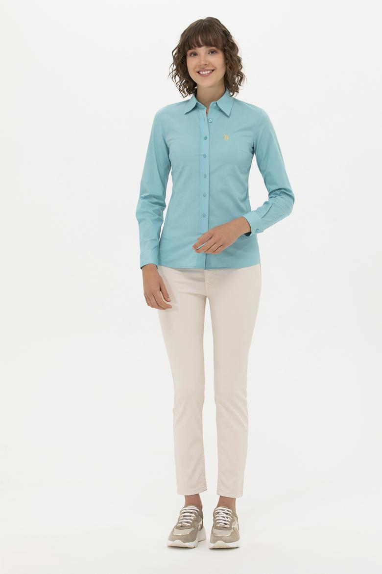 Kadın Mint Uzun Kollu Basic Gömlek - 50262946082