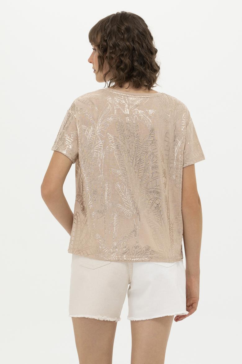 Kadın Çok Renkli Bisiklet Yaka Tişört - 50270142005