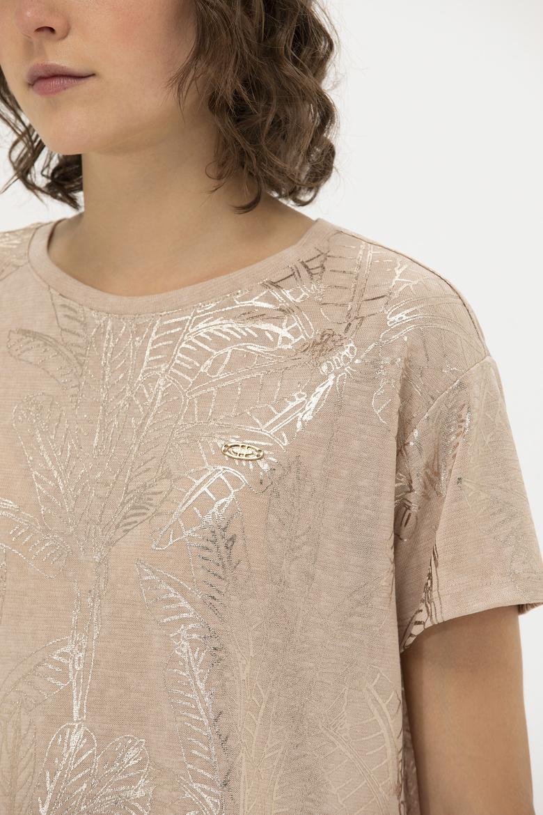 Kadın Çok Renkli Bisiklet Yaka Tişört - 50270142005