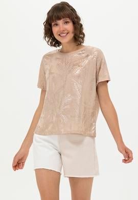 Kadın Çok Renkli Bisiklet Yaka Tişört - 50270142005