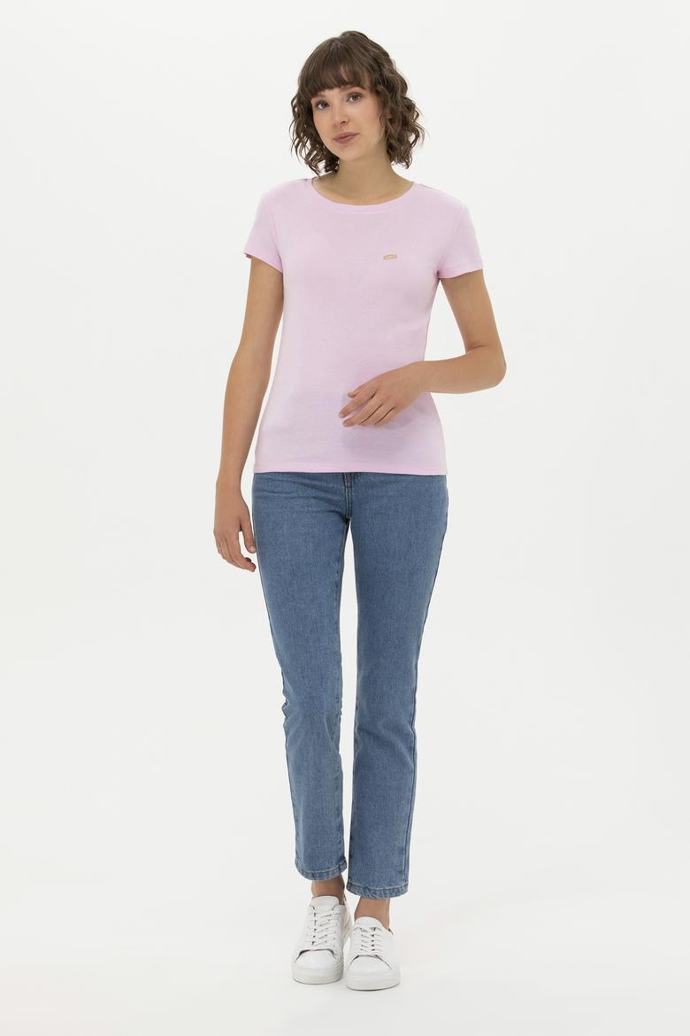 Kadın Manolya Bisiklet Yaka Tişört - 50275812025