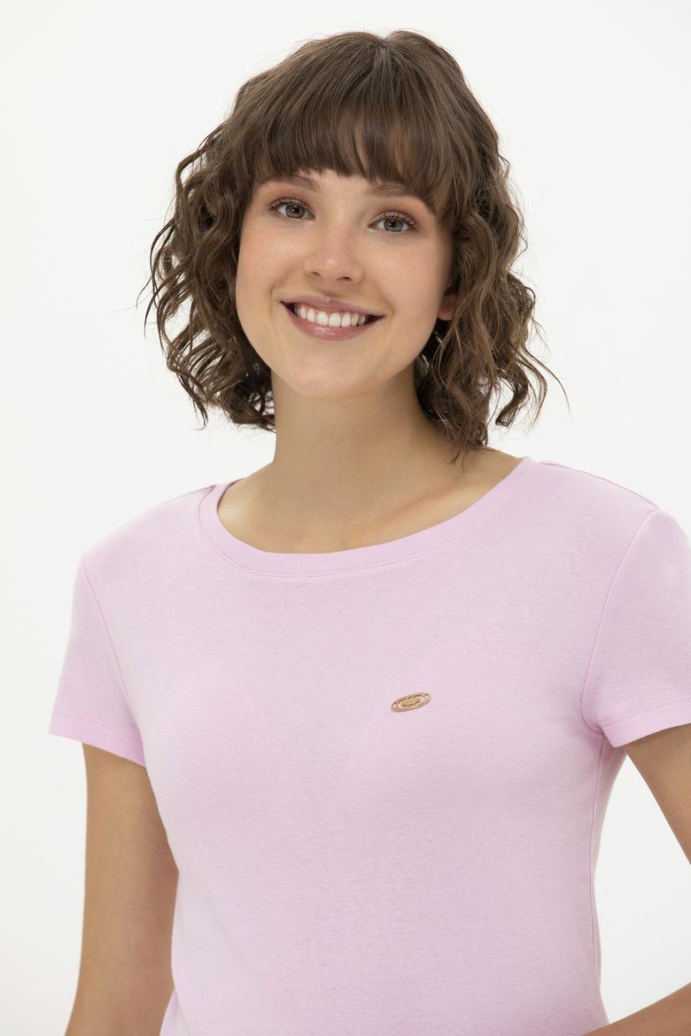 Kadın Manolya Bisiklet Yaka Tişört - 50275812025