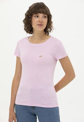 Kadın Manolya Bisiklet Yaka Tişört - 50275812025